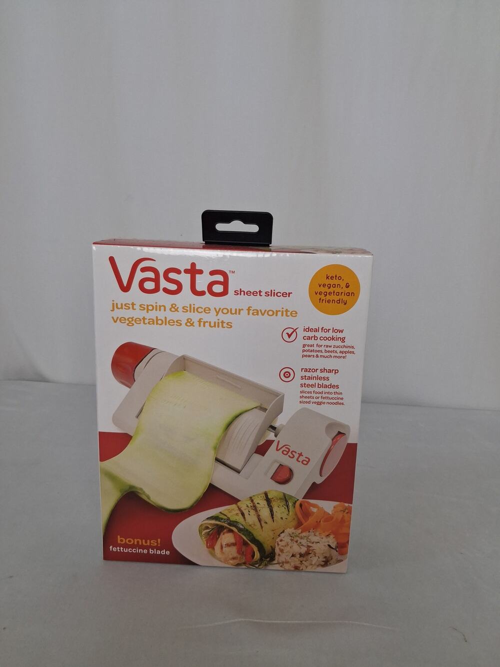 Vasta Sheer Slicer with Bonus Fettuccine Blade Vegetable and Fruit Slicer, New